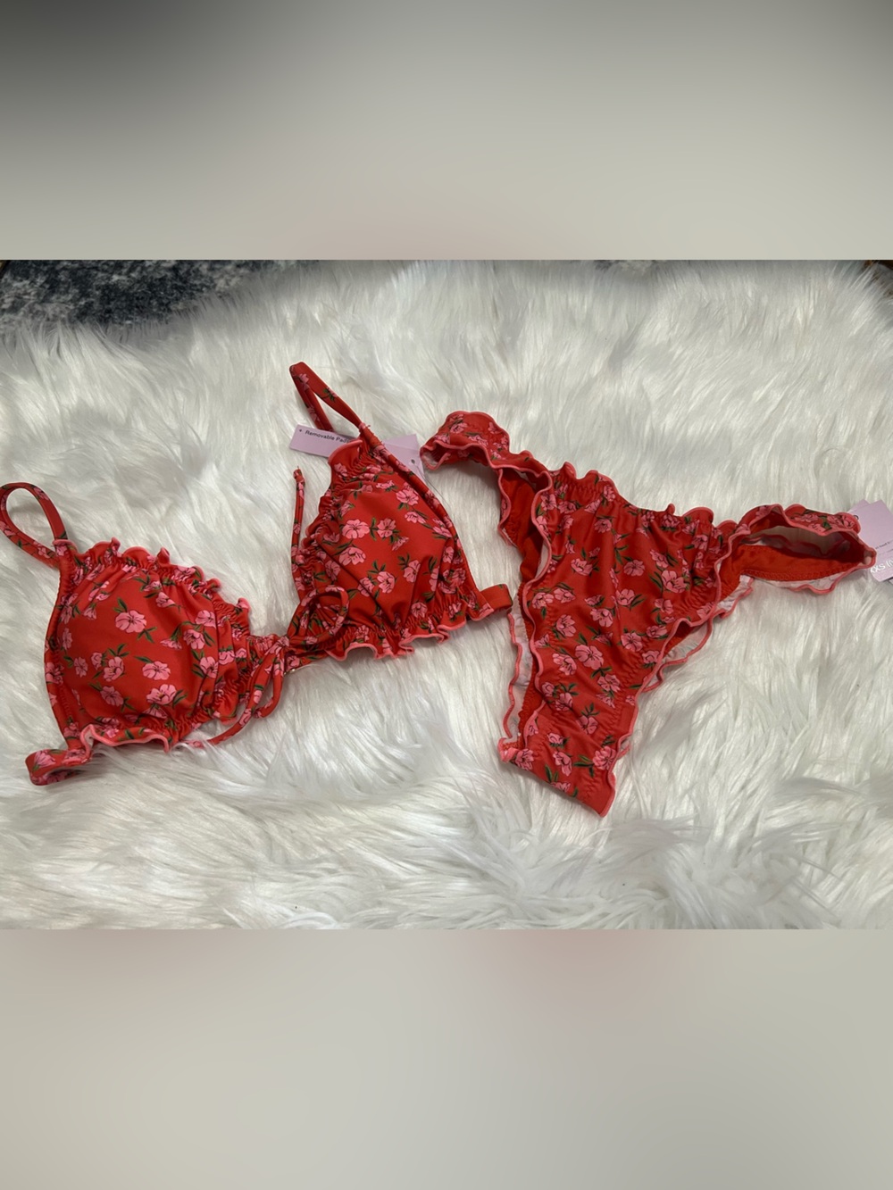 Red Floral Ruffled Bikini Set - Women Intimates & Sleepwear
